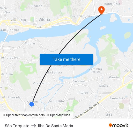 São Torquato to Ilha De Santa Maria map