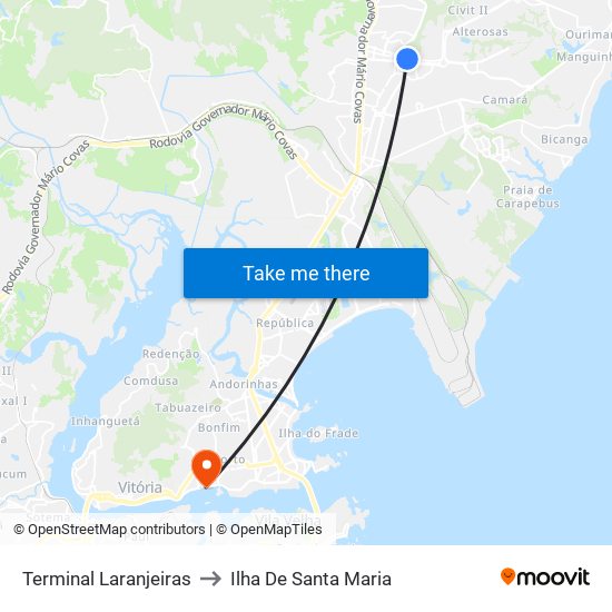 Terminal Laranjeiras to Ilha De Santa Maria map
