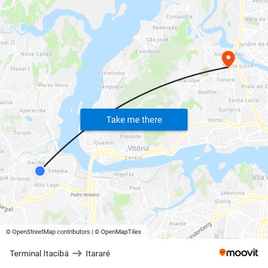 Terminal Itacibá to Itararé map
