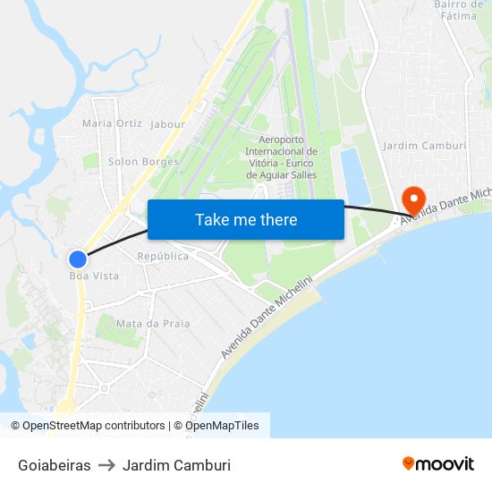 Goiabeiras to Jardim Camburi map