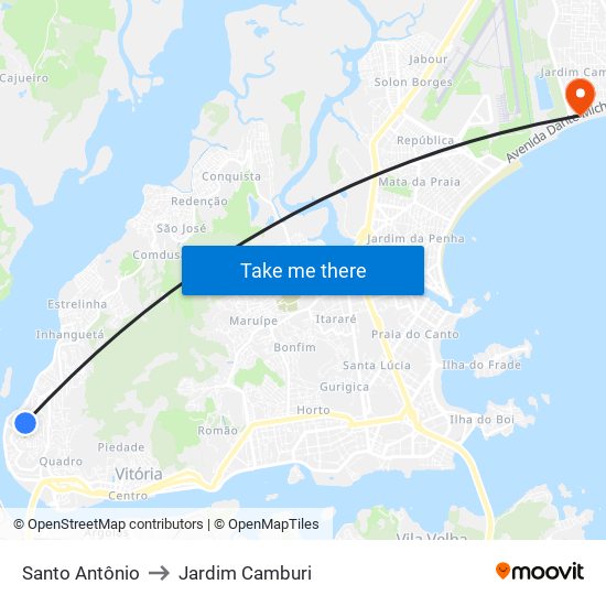 Santo Antônio to Jardim Camburi map