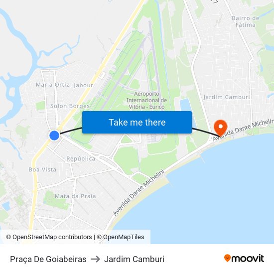 Praça De Goiabeiras to Jardim Camburi map