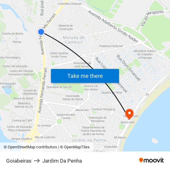 Goiabeiras to Jardim Da Penha map