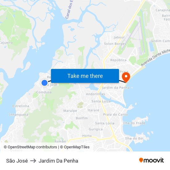 São José to Jardim Da Penha map