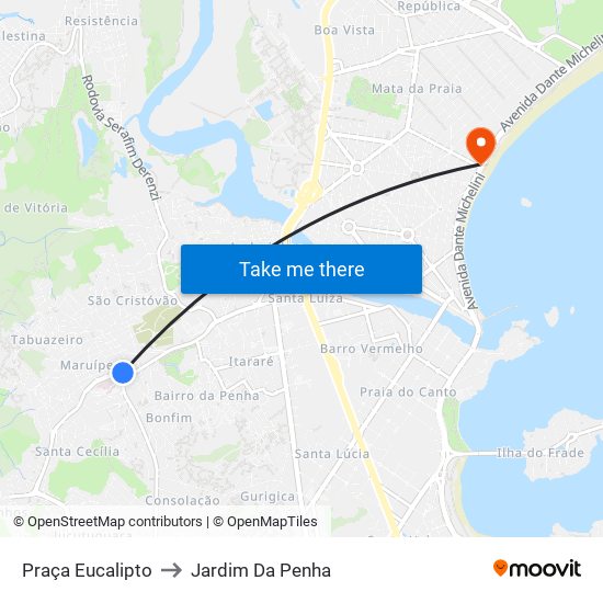 Praça Eucalipto to Jardim Da Penha map