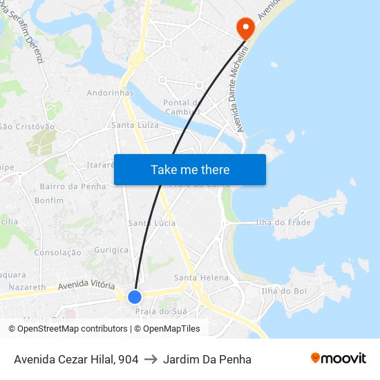 Avenida Cezar Hilal, 904 to Jardim Da Penha map