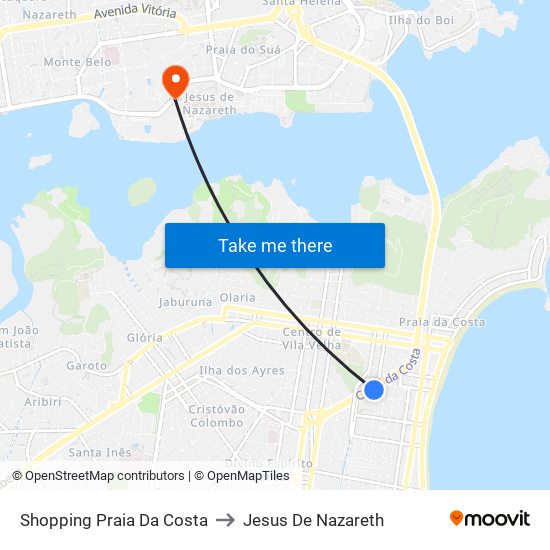 Shopping Praia Da Costa to Jesus De Nazareth map