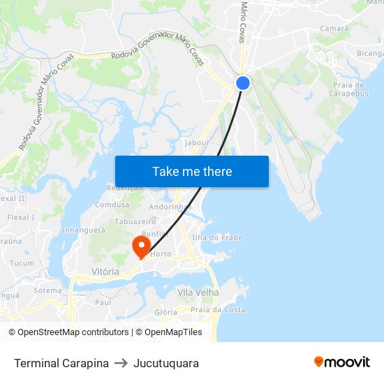 Terminal Carapina to Jucutuquara map