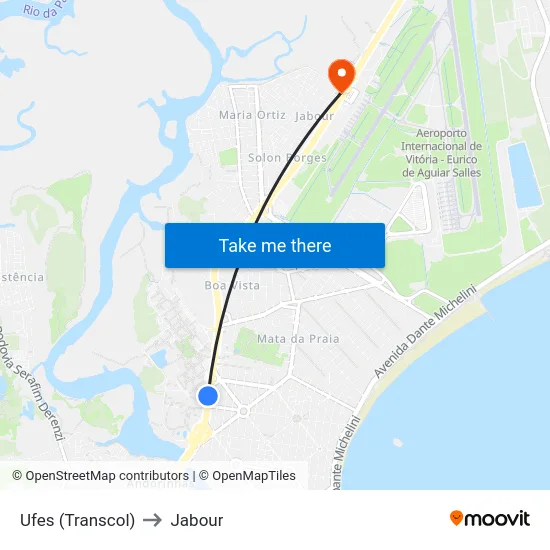 Ufes (Transcol) to Jabour map