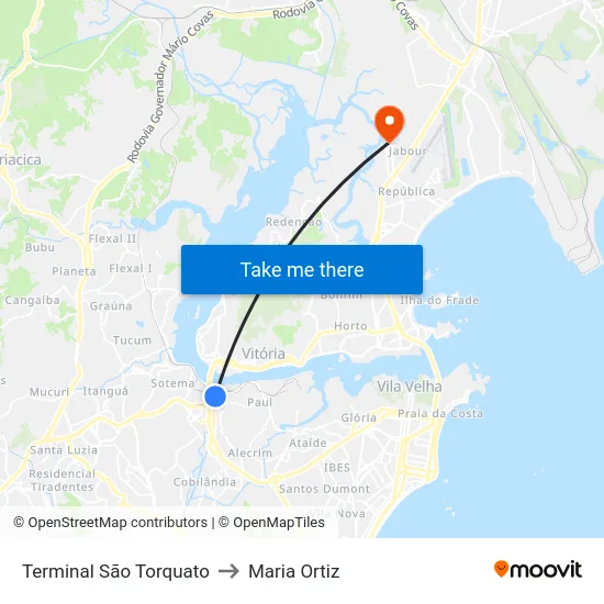 Terminal São Torquato to Maria Ortiz map