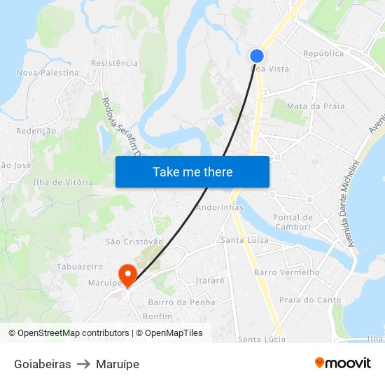 Goiabeiras to Maruípe map