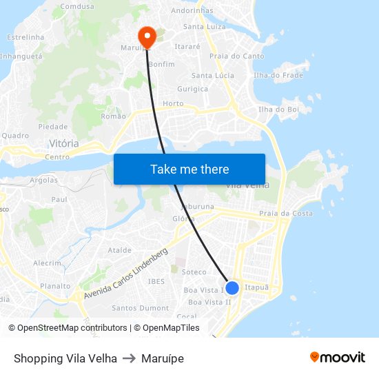 Shopping Vila Velha to Maruípe map