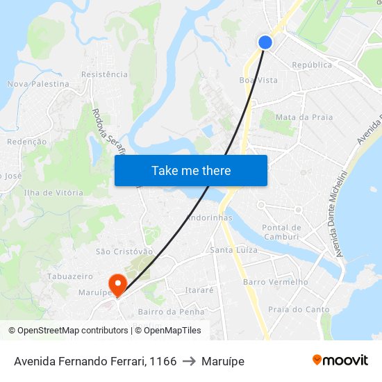 Avenida Fernando Ferrari, 1166 to Maruípe map
