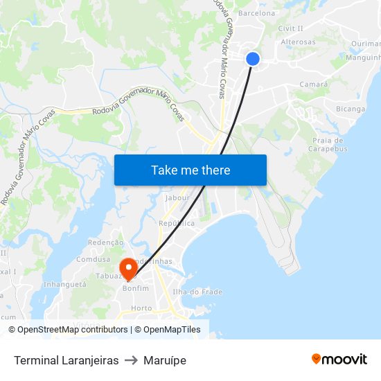 Terminal Laranjeiras to Maruípe map