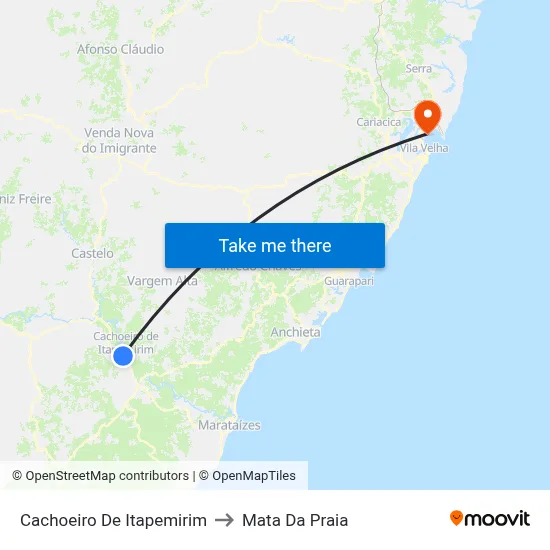 Cachoeiro De Itapemirim to Mata Da Praia map