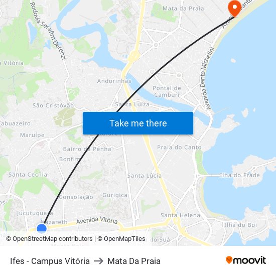 Ifes - Campus Vitória to Mata Da Praia map