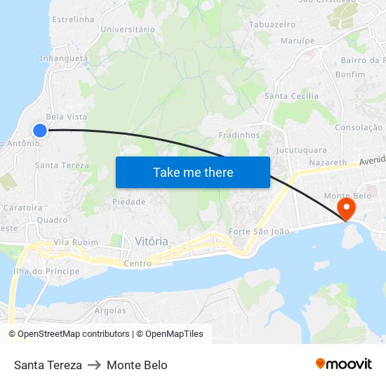 Santa Tereza to Monte Belo map