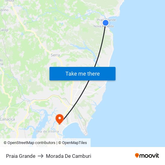 Praia Grande to Morada De Camburi map