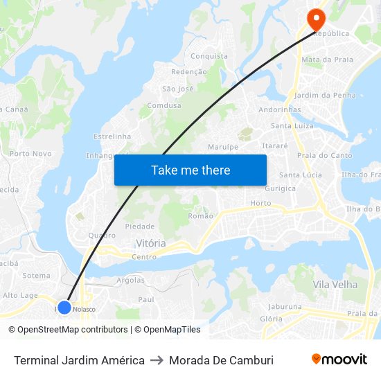 Terminal Jardim América to Morada De Camburi map