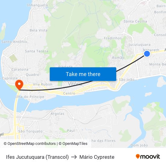 Ifes Jucutuquara (Transcol) to Mário Cypreste map
