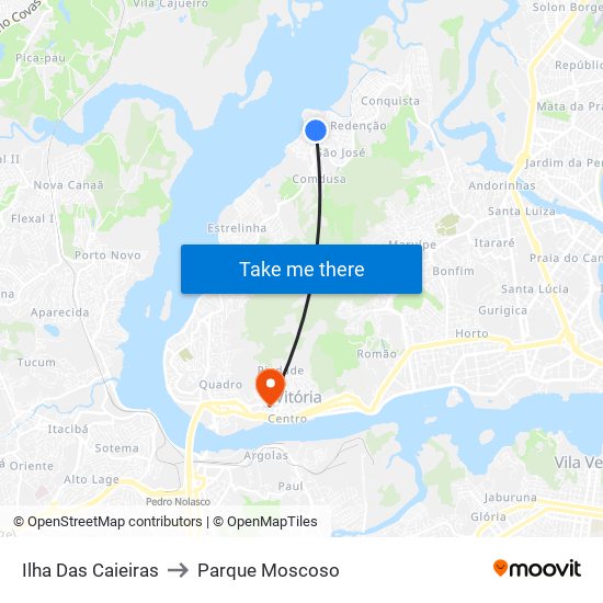 Ilha Das Caieiras to Parque Moscoso map