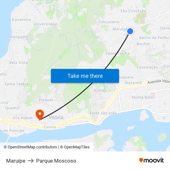 Maruípe to Parque Moscoso map