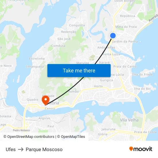 Ufes to Parque Moscoso map