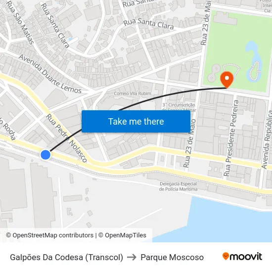 Galpões Da Codesa (Transcol) to Parque Moscoso map