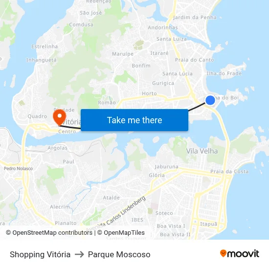 Shopping Vitória to Parque Moscoso map