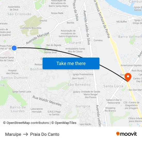 Maruípe to Praia Do Canto map