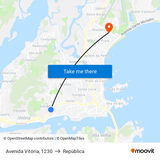 Avenida Vitória, 1230 to República map