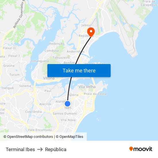 Terminal Ibes to República map