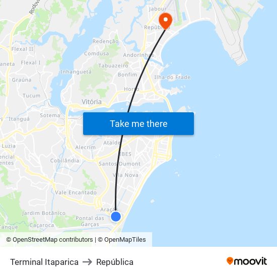 Terminal Itaparica to República map