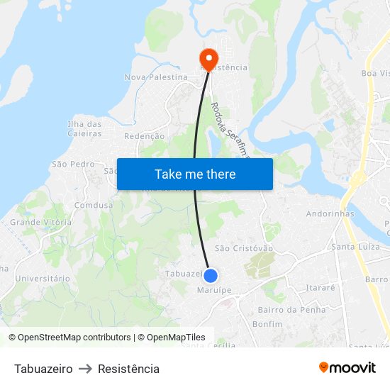 Tabuazeiro to Resistência map