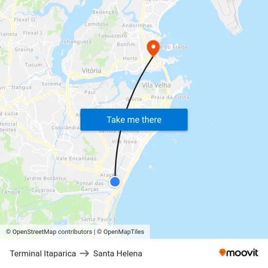 Terminal Itaparica to Santa Helena map