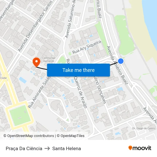 Praça Da Ciência to Santa Helena map