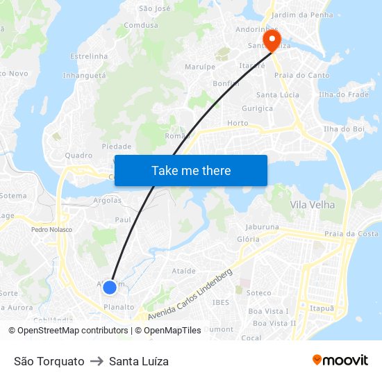 São Torquato to Santa Luíza map