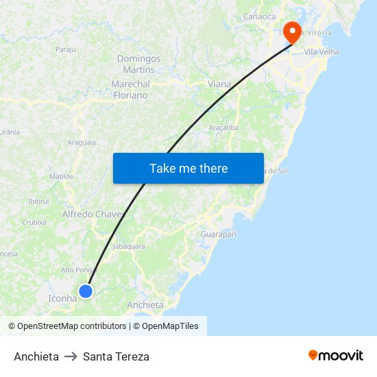 Anchieta to Santa Tereza map
