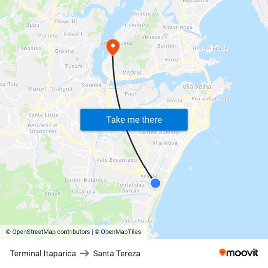 Terminal Itaparica to Santa Tereza map