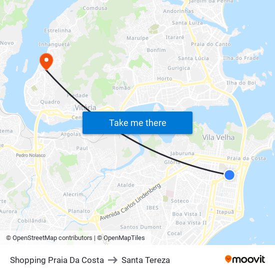 Shopping Praia Da Costa to Santa Tereza map