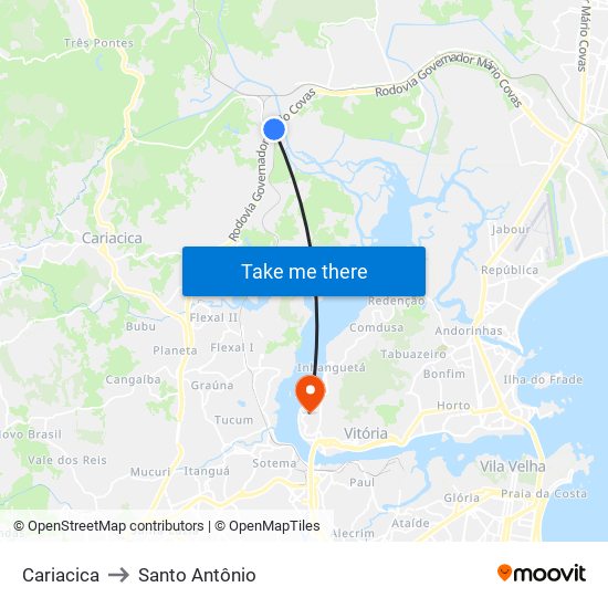 Cariacica to Santo Antônio map