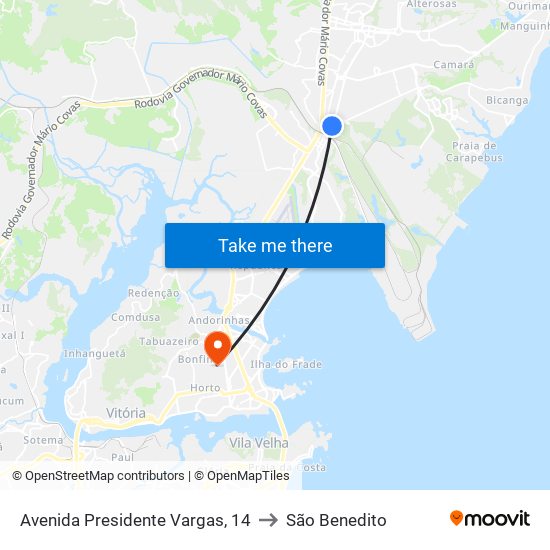 Avenida Presidente Vargas, 14 to São Benedito map