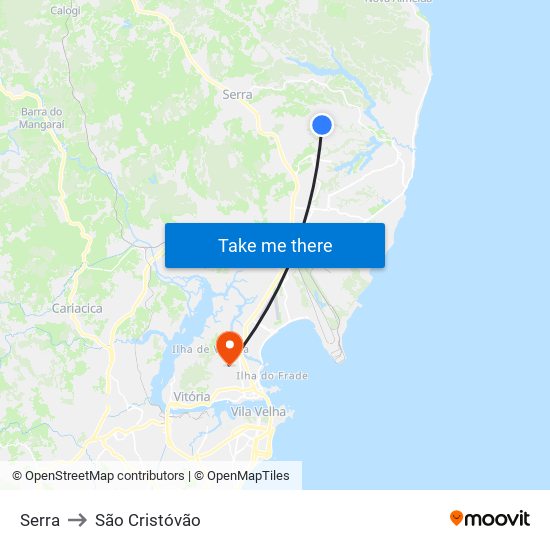 Serra to São Cristóvão map