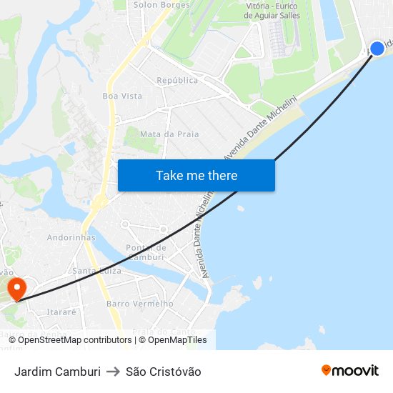 Jardim Camburi to São Cristóvão map