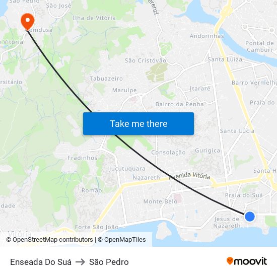 Enseada Do Suá to São Pedro map