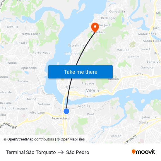 Terminal São Torquato to São Pedro map