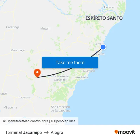 Terminal Jacaraipe to Alegre map