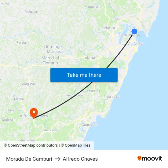 Morada De Camburi to Alfredo Chaves map