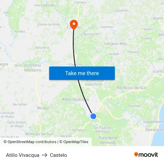 Atilio Vivacqua to Castelo map