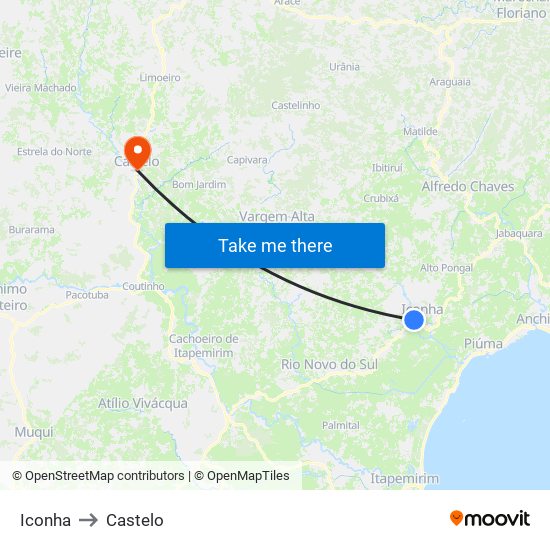 Iconha to Castelo map